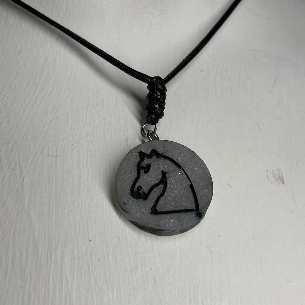 Silver Knight - Handmade Resin Chess Necklace - Picture 5 of 6